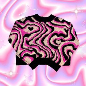 Groovy Heart Sweater Pink Cream